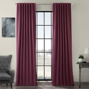 Aubergine Polyester Room Darkening Curtain - 50 in. W x 120. L Rod Pocket with Back Tab Single Curtain Panel