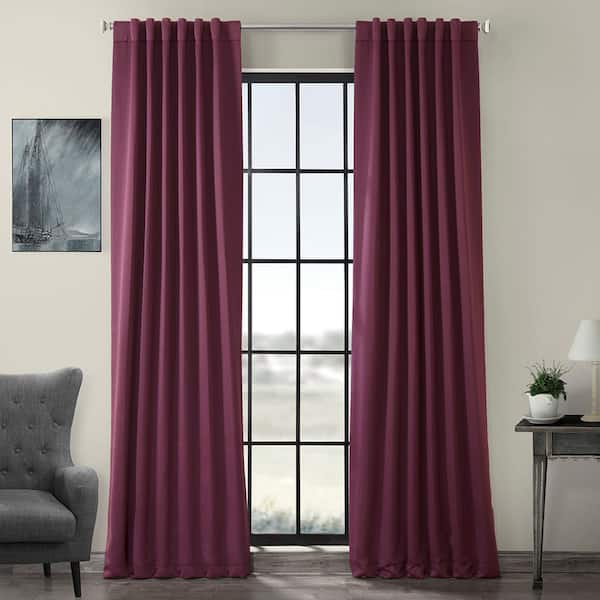 Exclusive Fabrics & Furnishings Aubergine Polyester Room Darkening Curtain - 50 in. W x 96 in. L Rod Pocket with Back Tab Single Curtain Panel