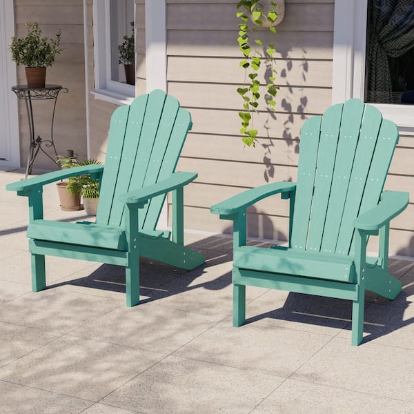Apple Green HIPS Plastic Weather Resistant Adirondack Chair for Outdoors (2-Pack)