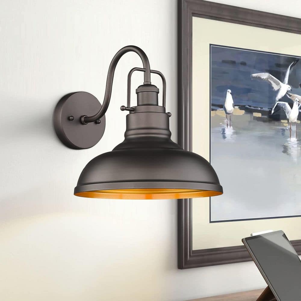 Farmhouse E26 Base Wall Sconce Oil Rubbed Bronze Outdoor Wet Rated Dusk-Compatible Wall Pack Light Gooseneck price history on PriceWatchPro