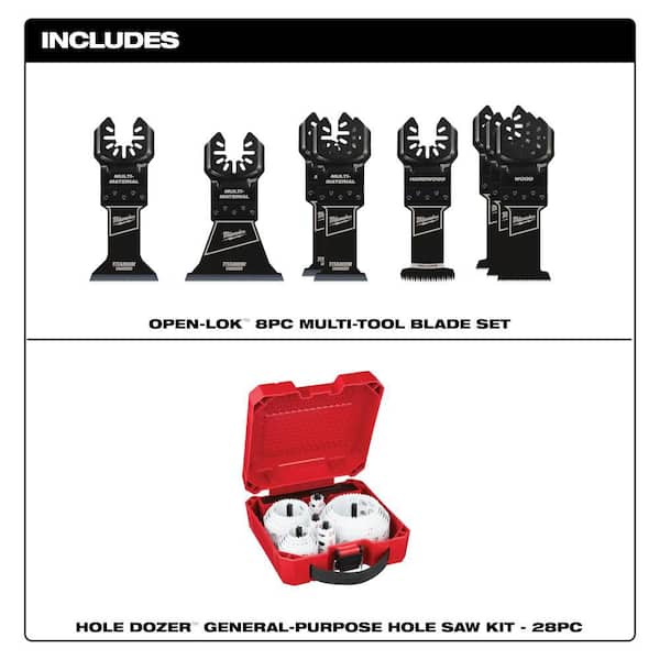 Oscillating Multi-Tool Blade Set with Hole Dozer General Purpose Bi-Metal Hole Saw Set (36-Piece)