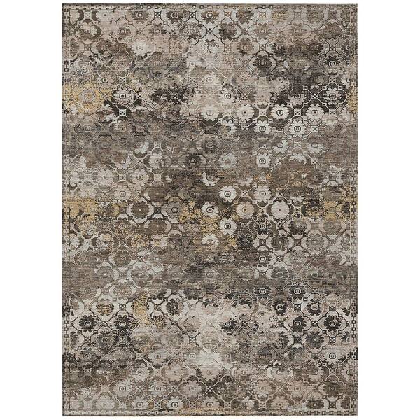 Chantille Machine Washable Indoor/Outdoor Abstract ACN2433 Brown 9 ft. x 12 ft. Area Rug