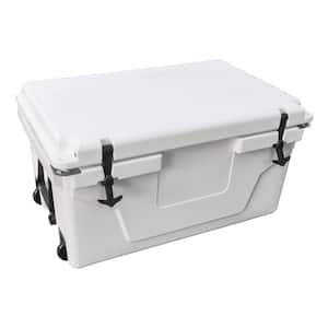 White 65 qt. Capacity Cooler Box, Camping Ice Chest Beer Box Outdoor Cooler