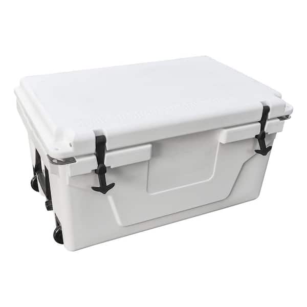 TANKY TRADING INC White 65 qt. Capacity Cooler Box, Camping Ice Chest Beer Box Outdoor Cooler