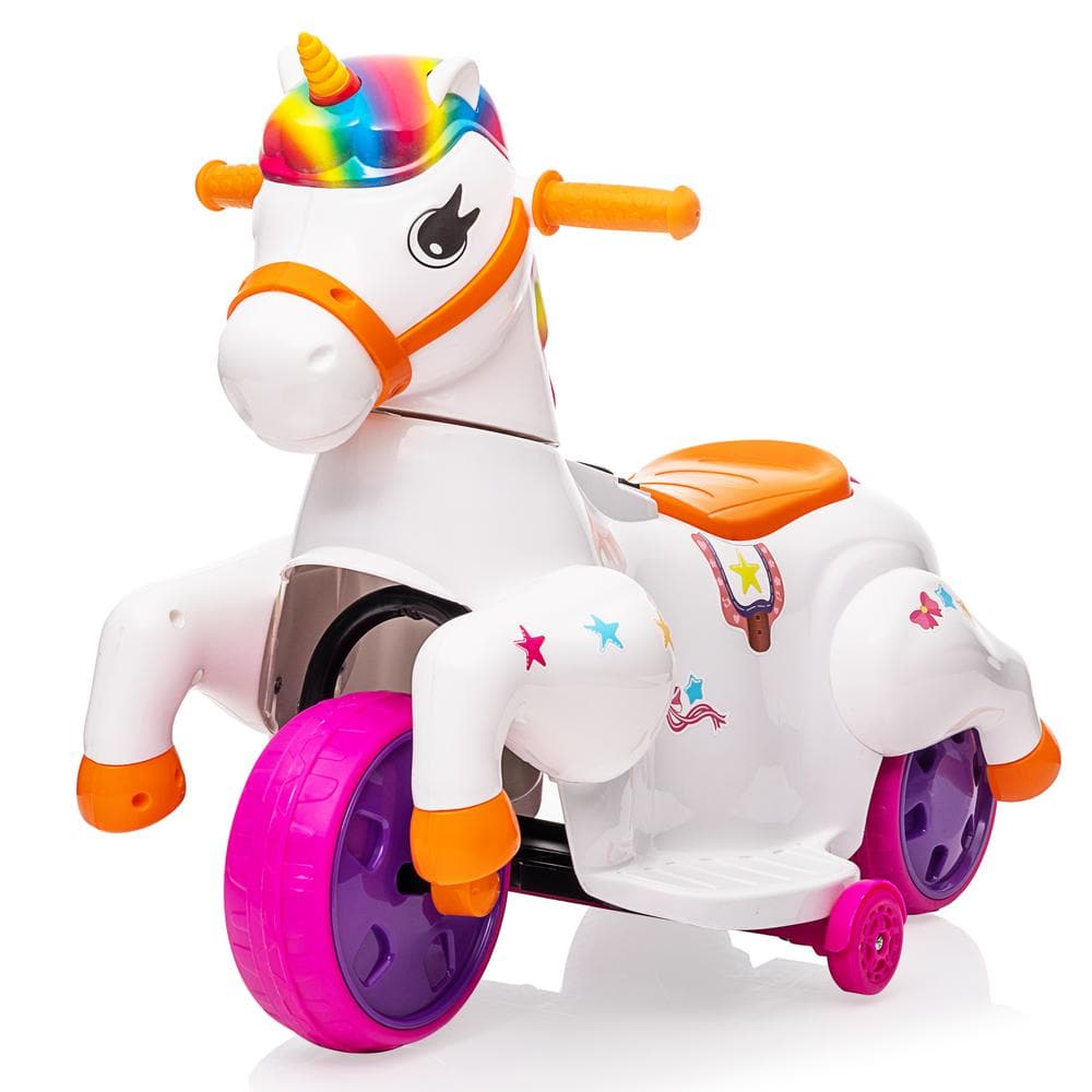 TOBBI 6-Volt Kids Ride on Unicorn Car Battery Powered Toy Riding Pony ...