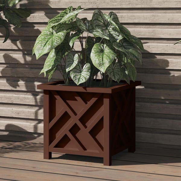 Pure Garden 15.5 in. L x 15.5 in. W x 16.5 in. H Polypropylene Garden Planter Box Brown