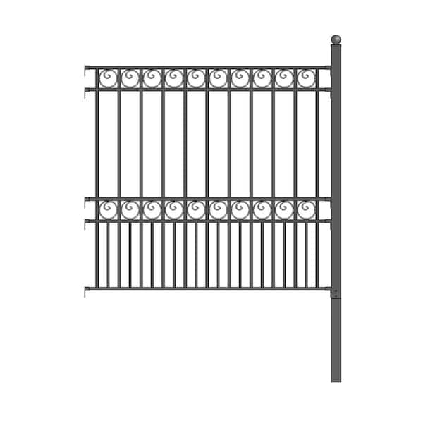ALEKO Paris Style 5 ft. x 5.5 ft. Black Iron DIY Fence Panel