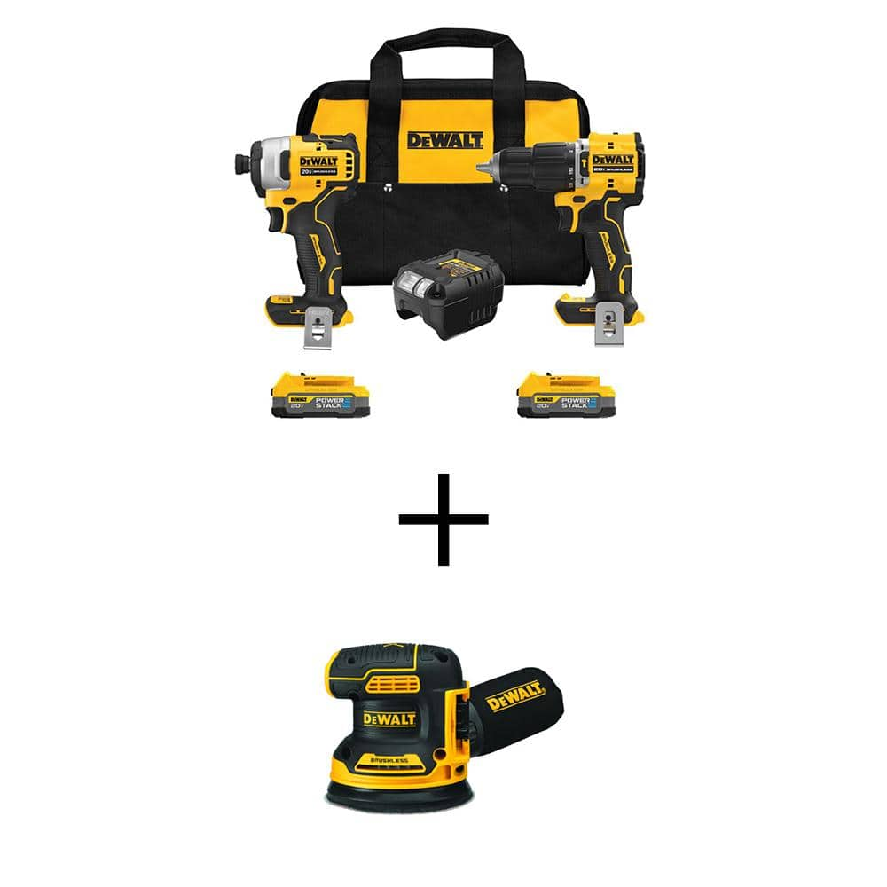 20V MAX Lithium-Ion Cordless 2-Tool Combo Kit and 5 in. Random Orbit Sander w/(2) POWERSTACK 1.7Ah Batteries & Charger -  DEWALT, DCK226E2WCW210B