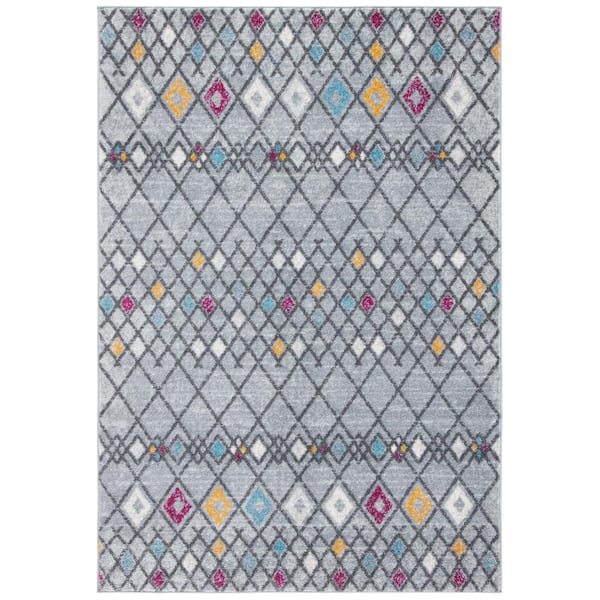 SAFAVIEH Amsterdam Gray/Light Gray Doormat 3 ft. x 5 ft. Geometric;Trellis Area Rug