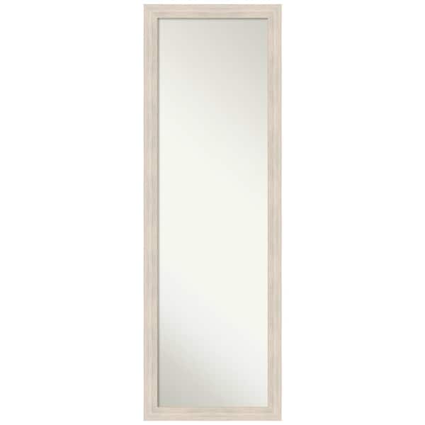 Amanti Art Hardwood Whitewash Narrow 16.88 in. x 50.88 in. Modern Rectangle Full Length Framed On the Door Mirror