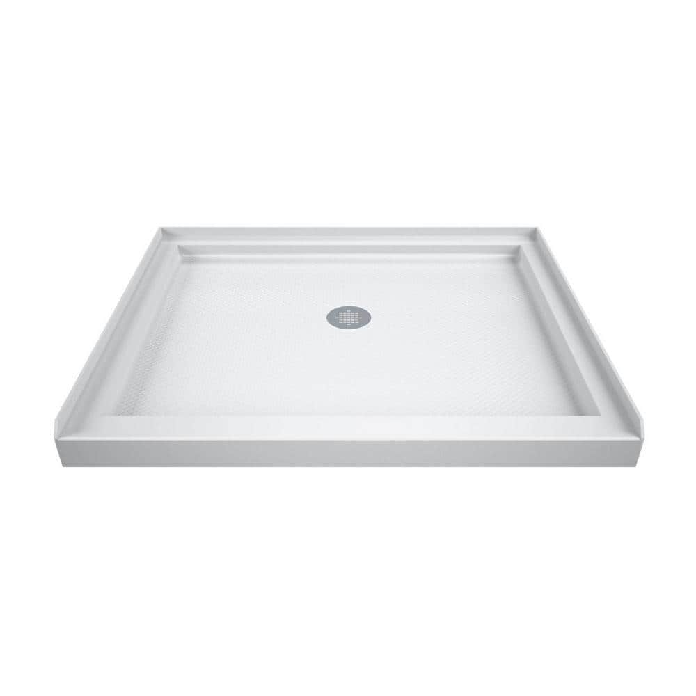 Lumen 42" x 74.75" Brushed Nickel Hinged Shower Enclosure with White Base
