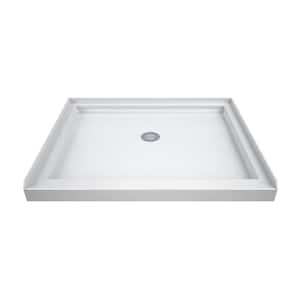 SlimLine 32 in. x 32 in. Single Threshold Alcove Shower Pan Base in White with Center Drain