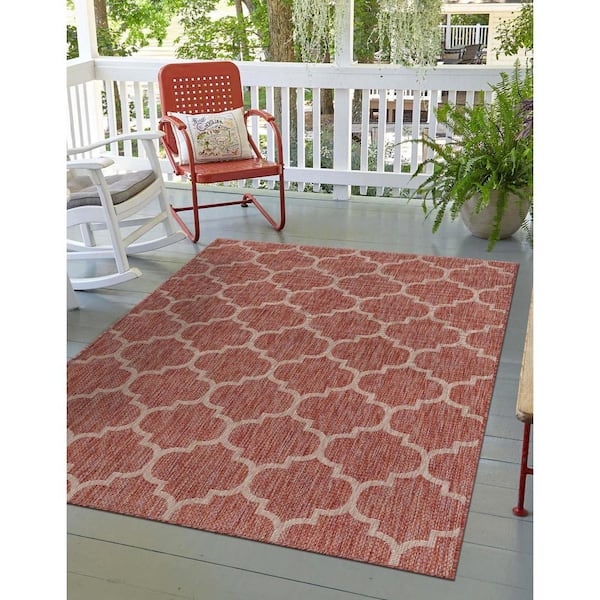 Outdoor Trellis Rust Red 9' 0 x 12' 0 Area Rug