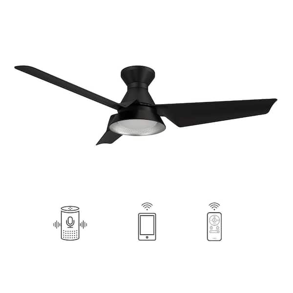CARRO Jett 52 in. Dimmable LED Indoor/Outdoor Black Smart Ceiling Fan, Light and Remote, Works with Alexa/Google Home/Siri