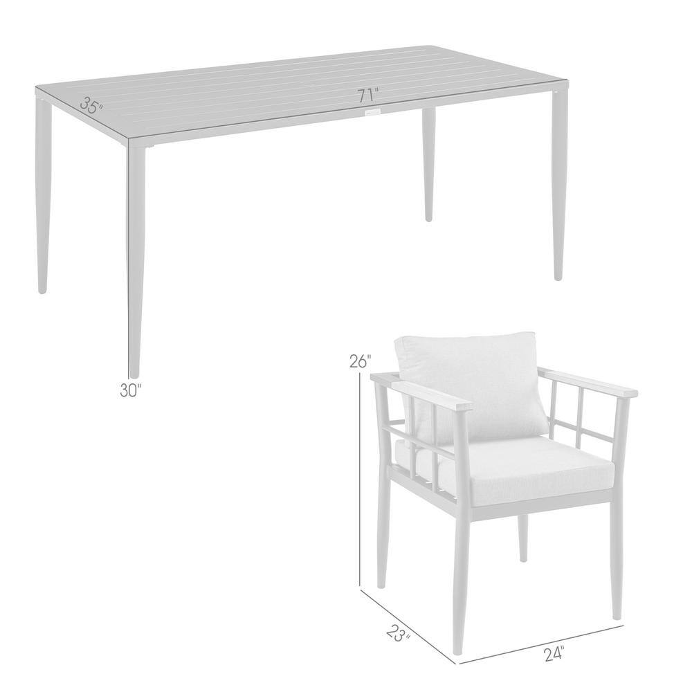 Beowulf Black and Teak 7-Piece Outdoor Dining Set with Gray Cushions