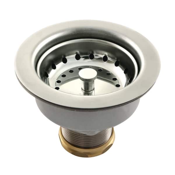 Kingston Brass Tacoma 3-1/2 in. x 3-13/16 in. Stainless Steel Kitchen Sink Basket Strainer in Polished Nickel