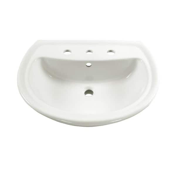 American Standard Cadet 6 in. Pedestal Sink Basin with 8 in. Faucet Centers in White