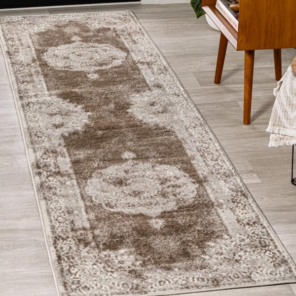JONATHAN Y Rosalia Cottage Medallion Cream/Brown 2 ft. x 8 ft. Runner Rug