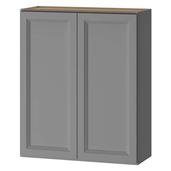 Keyport Shaker 30 in. W x 12 in. D x 36 in. H Plywood Tool-Free Ready To Assemble Wall Kitchen Cabinet in Charcoal