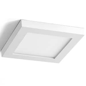 7 in. Matte White Modern Square Flat Edge 12-Watt 3000/4000/5000K Dimmable Integrated LED Flush Mount w/Acrylic Shade
