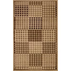 Natte Beige 4 ft. x 6 ft. Abstract Checkered Geometric Indoor Area Rug