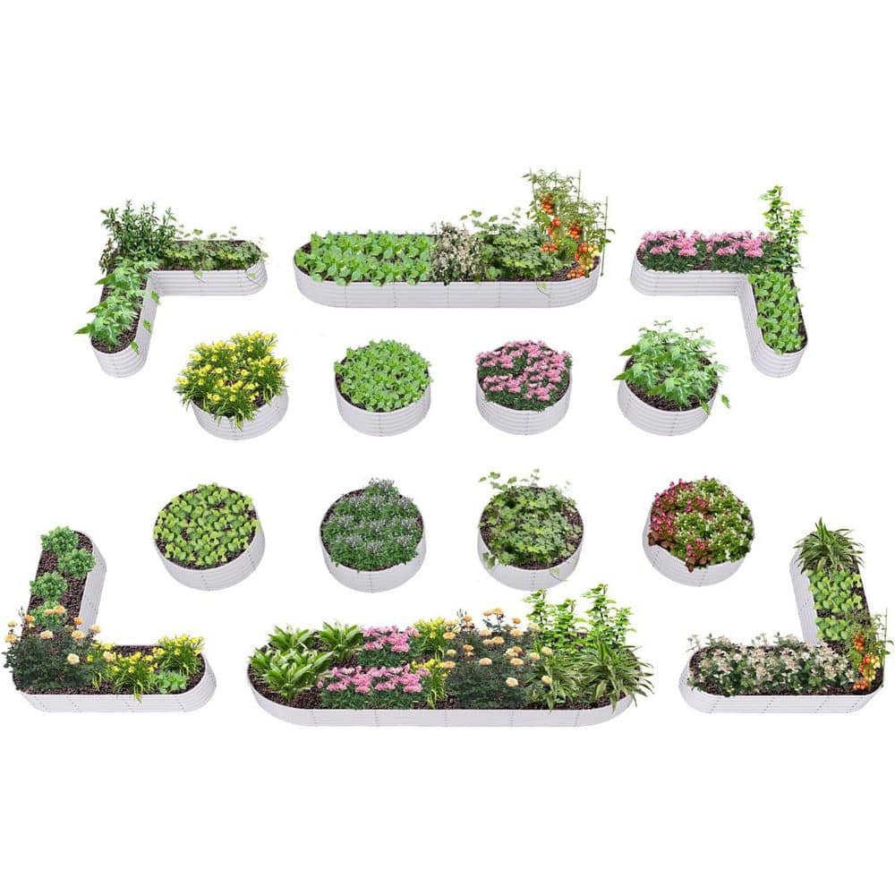 14-Piece Metal Raised Planter Boxes Kit:, Heart-Shaped, Large Oval and Round in White (81 in. L x 81 in. W x 18 in. H) price history on PriceWatchPro