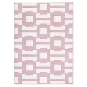 Isla Coastal Geo Purple/Ivory 3 ft. x 5 ft. Indoor Outdoor Area Rug