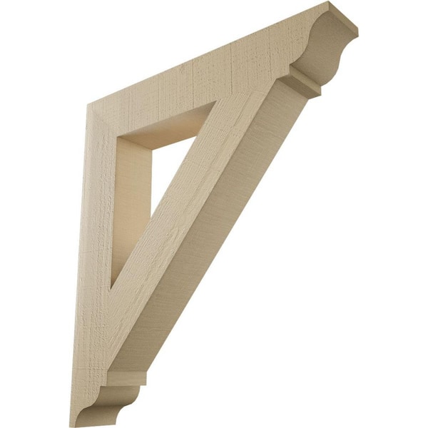 Ekena Millwork 5.5 in. x 36 in. x 32 in. Traditional Traditional Rough Cedar Woodgrain Timberthane Polyurethane Bracket, Primed Tan