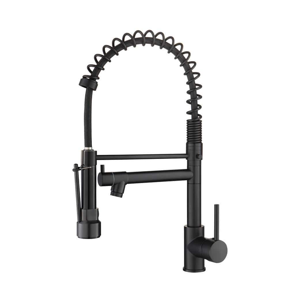Single Handle Pull Down Sprayer Kitchen Faucet in Black