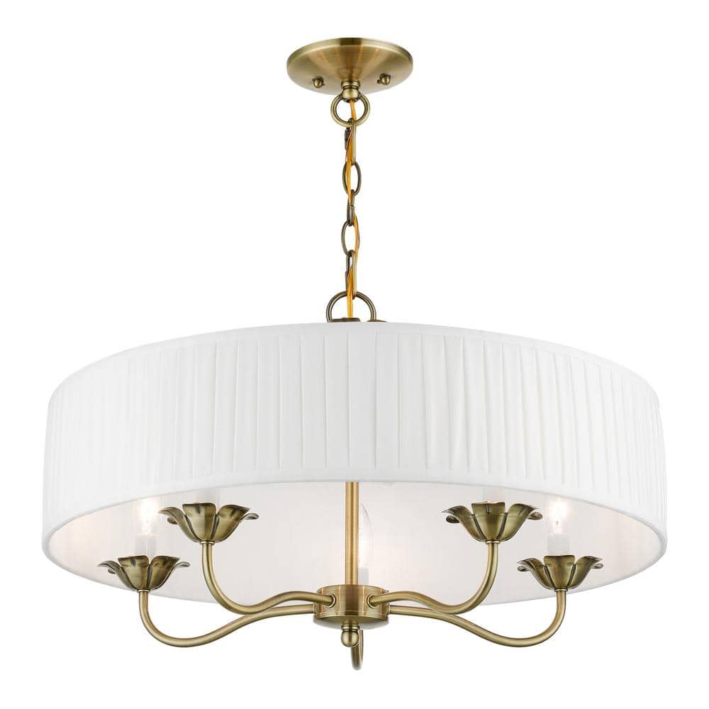 Edinburgh Antique Brass Mini Drum 5-Light Chandelier