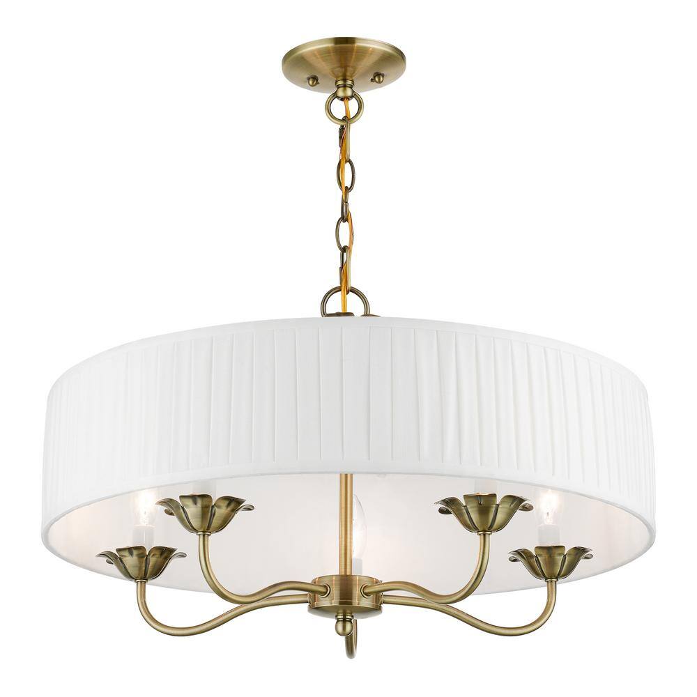 Edinburgh Antique Brass Mini Drum 5-Light Chandelier