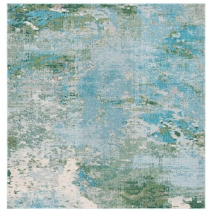 Madison Light Blue/Green 5 ft. x 5 ft. Square Abstract Gradient Area Rug