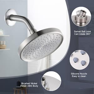 1-Spray Patterns with 1.75 GPM 6 in. Single Wall Mount Waterfall Fixed Shower Head in Brushed Nickel