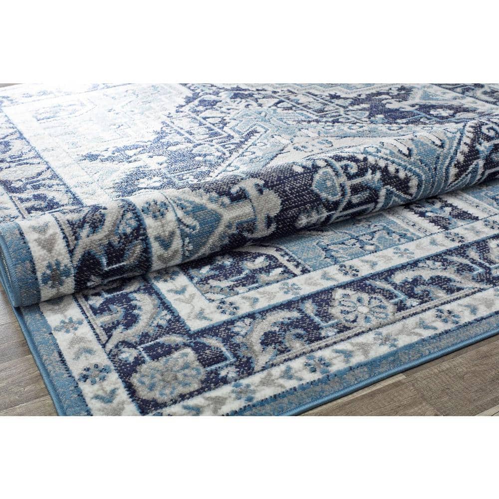 Midnight Blue Rectangular Synthetic Stain-resistant 8' x 10' Area Rug