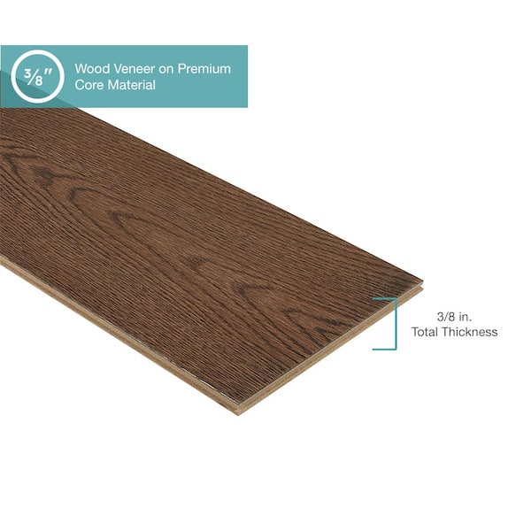 Pergo Defense+ Norwood Oak 3/8 in. T x 7.5 in. W Click Lock Distressed Engineered Hardwood Flooring (24.5 sq.ft./case)