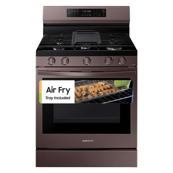 Samsung Cu Ft Smart Wi Fi Enabled Convection Gas Range With No Preheat Airfry In Tuscan