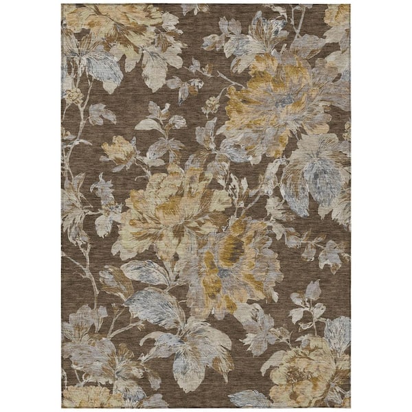 Chantille Machine Washable Indoor/Outdoor Abstract ACN3063 Chocolate 10 ft. x 14 ft. Area Rug