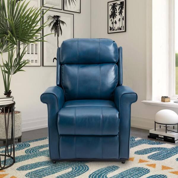 Blue leather on sale recliner chair