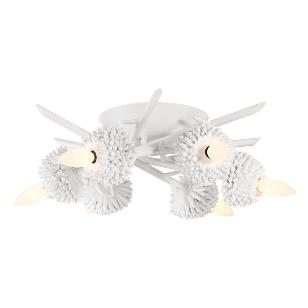 Minka Lavery North Fork 18.875 in. 6-Light Rustic Sand White Flush