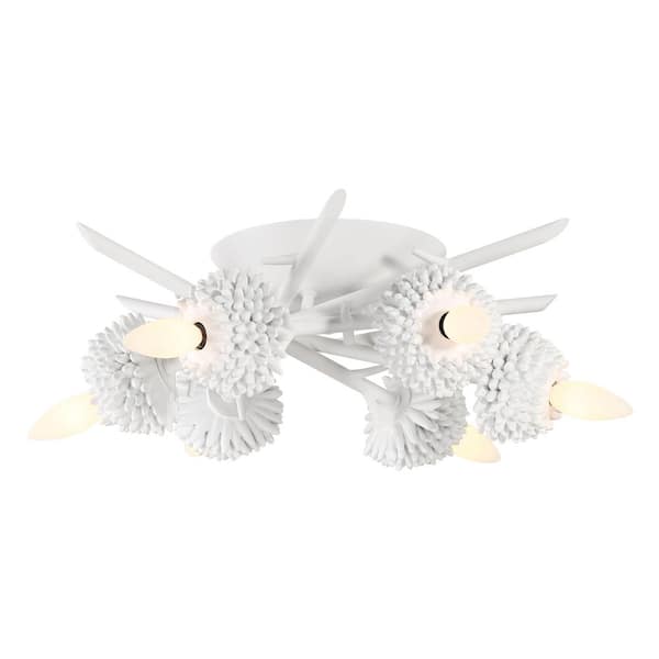 Minka Lavery North Fork 18.875 in. 6-Light Rustic Sand White Flush Mount