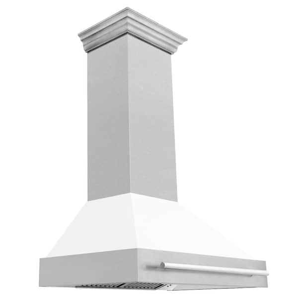 ZLINE Kitchen and Bath 36 in. 700 CFM Ducted Vent Wall Mount Range Hood with White Matte Shell in Fingerprint Resistant Stainless Steel
