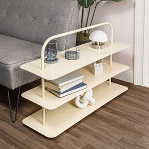 Minimalist 24.5 in. H 9-Pair 3-Tier Iron Thin Flat Plate Shoe Rack in Almond