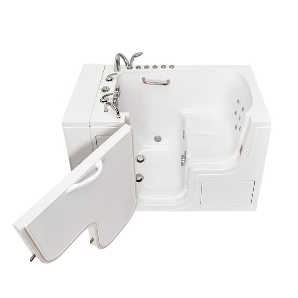 Ella Wheelchair Transfer32 52 in. Walk-In Whirlpool Bathtub in White with Independent Foot Massage, Fast Fill Faucet,LH Drain