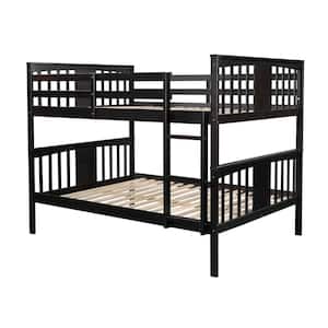 Espresso Full Over Full Bunk Bed with Ladder for Bedroom, Guest Room Furniture