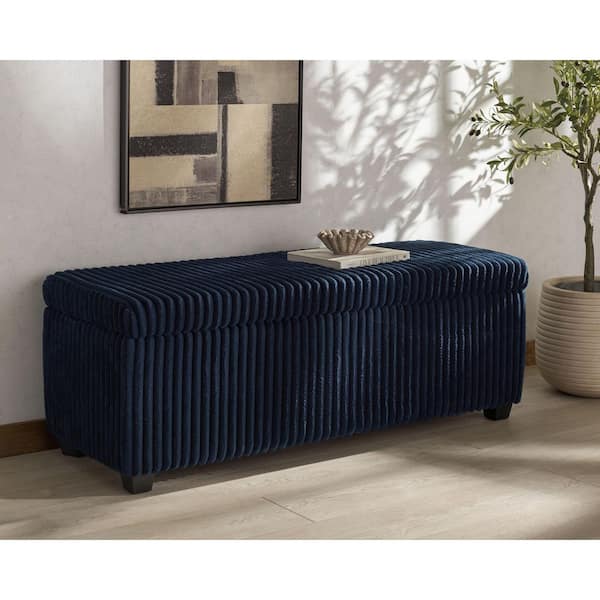 Lynzie 54.5 in. Navy Entryway Bench with Storage