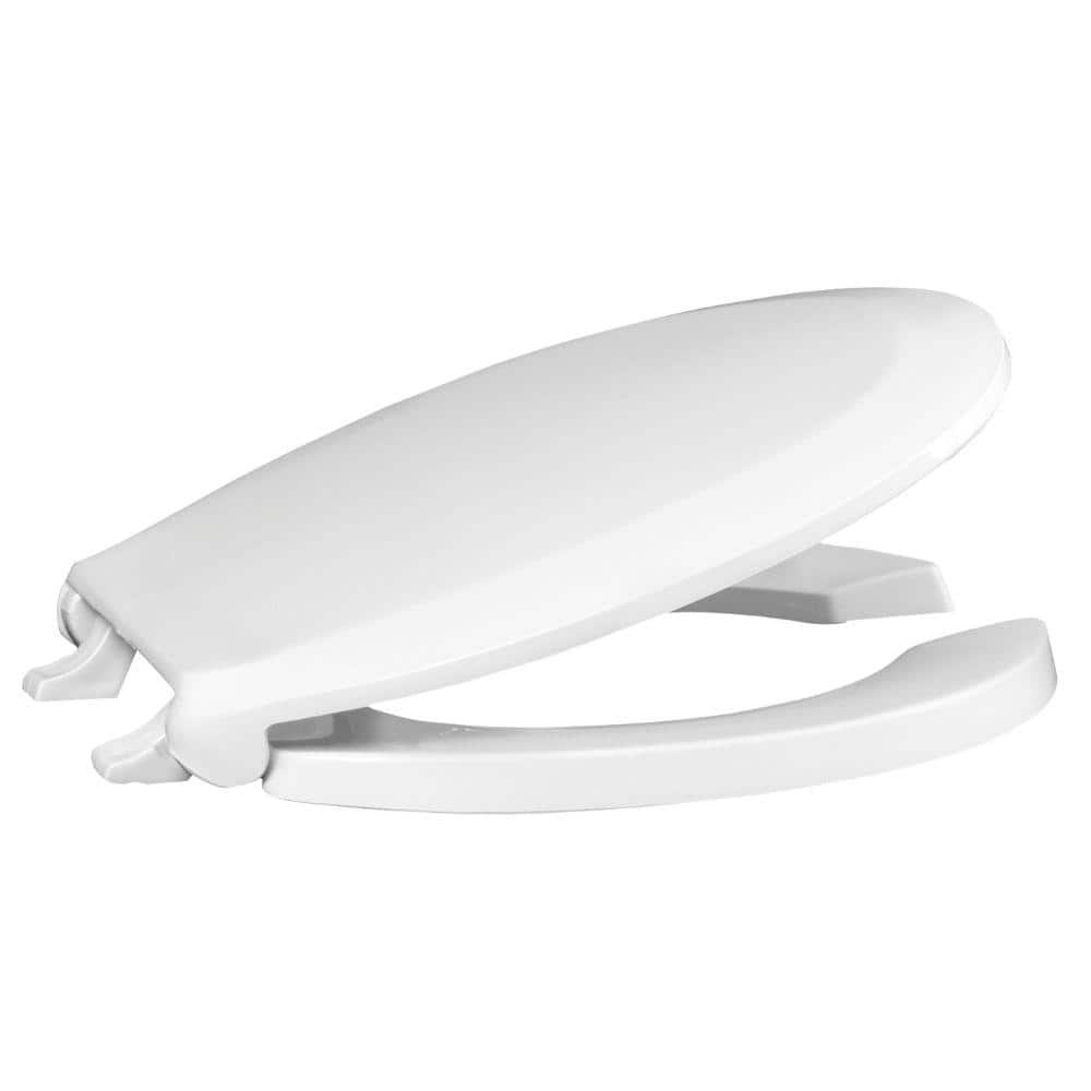 White Round Plastic Toilet Seat with Metal Hinges