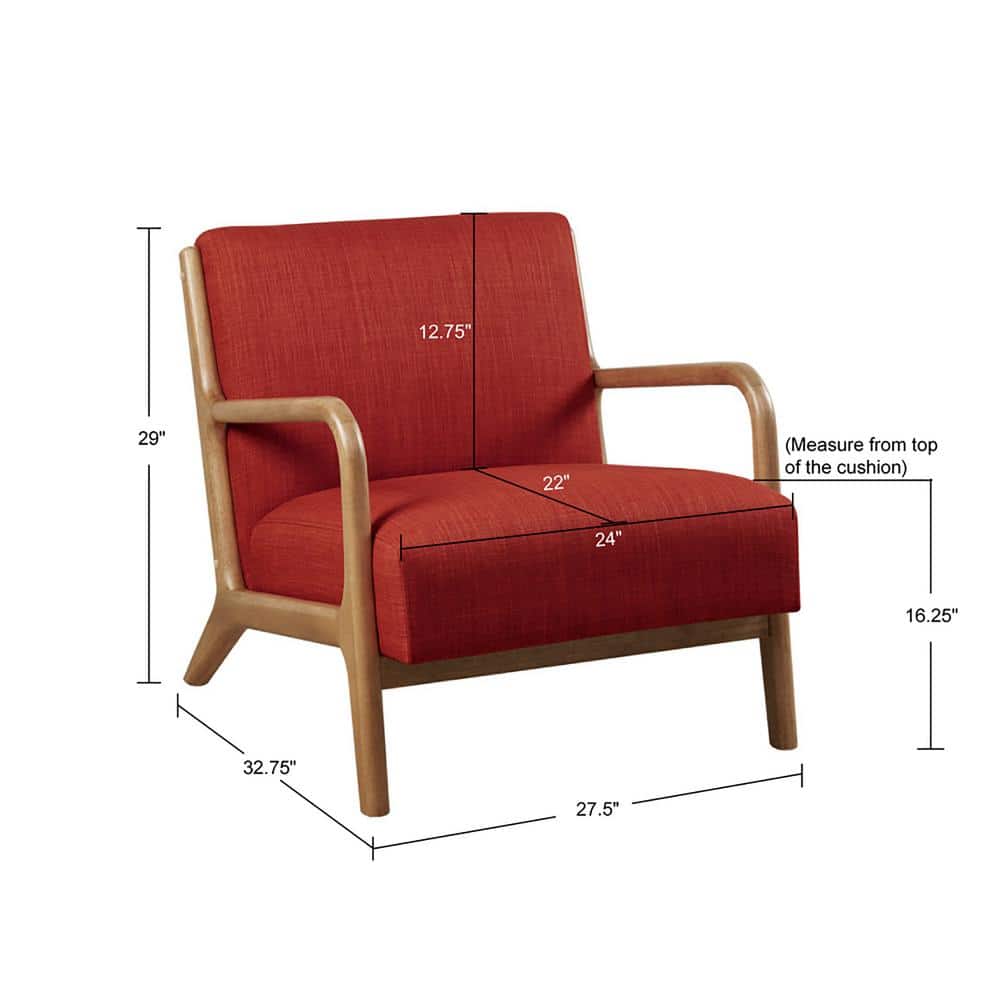 Novak Mid-Century Lounge Chair in Spice with Elm Wood Finish