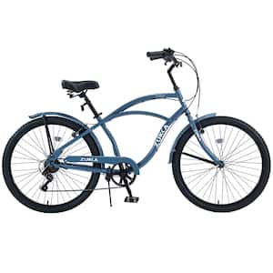 26 in. Adult Blue 7 Speed Beach Cruiser Bicycle