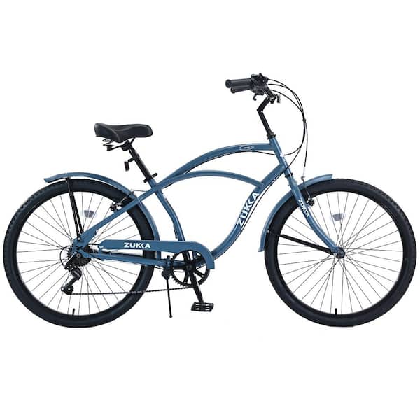 Sudzendf 26 in. Adult Blue 7 Speed Beach Cruiser Bicycle