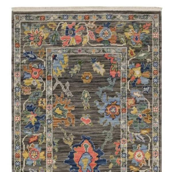 2 X 12 Gray, Orange, Yellow Oriental Washable Area Rug Runner Rug